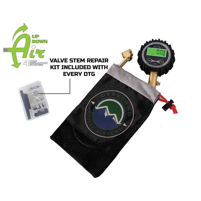 Up Down Air Digital Tire Gauge with Valve Kit & Storage Bag