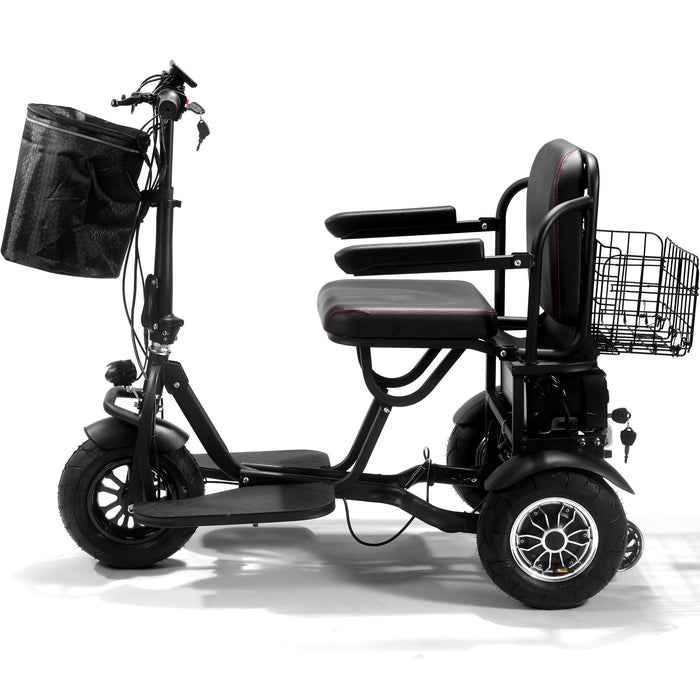 MotoTec Folding Mobility Electric Trike 48v 1000w Dual Motor Lithium Black