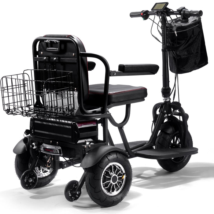 MotoTec Folding Mobility Electric Trike 48v 1000w Dual Motor Lithium Black