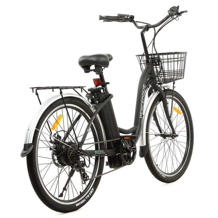 ECOTRIC BIKES 26" Peacedove Electric City Bike with Basket and Rear Rack