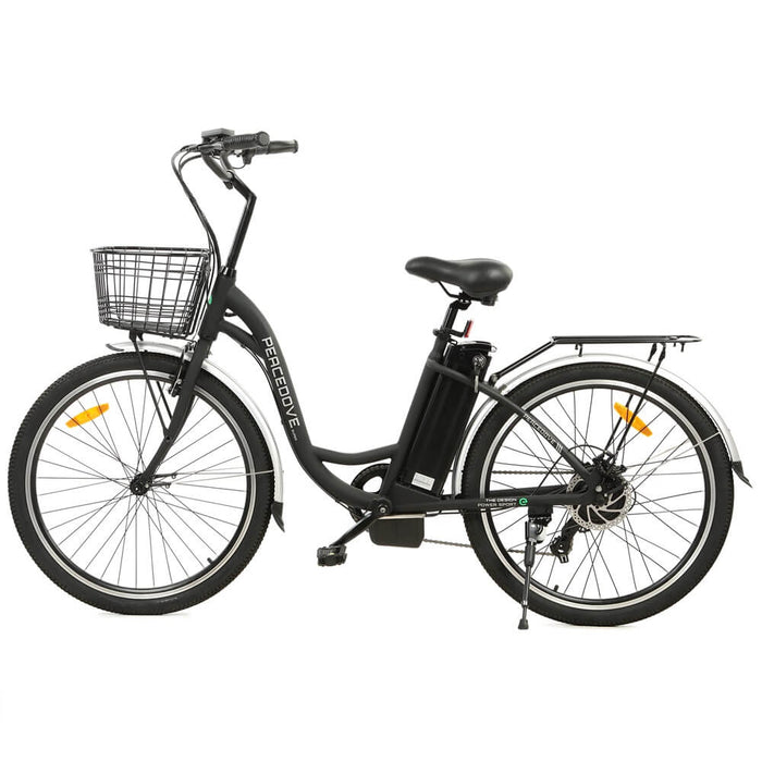 ECOTRIC BIKES 26" Peacedove Electric City Bike with Basket and Rear Rack