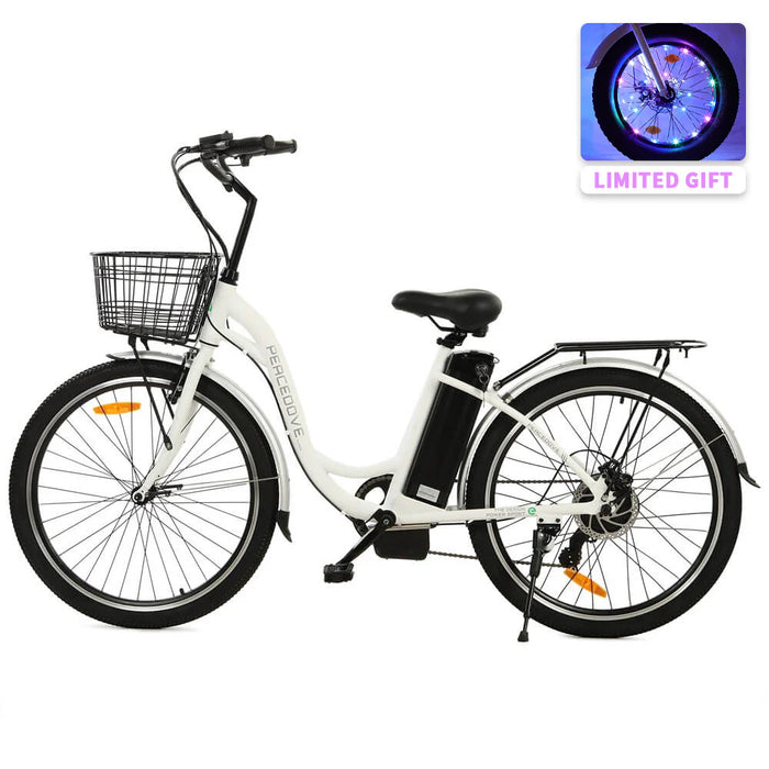 ECOTRIC BIKES 26" Peacedove Electric City Bike with Basket and Rear Rack