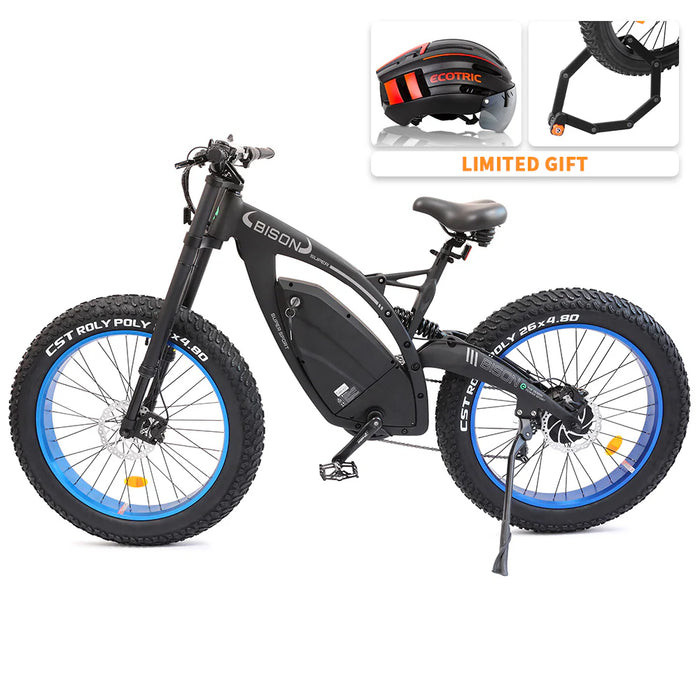 ECOTRIC BIKES 48v 17.6AH 1000W Big Fat Tire Ebike Bison-Matte Black