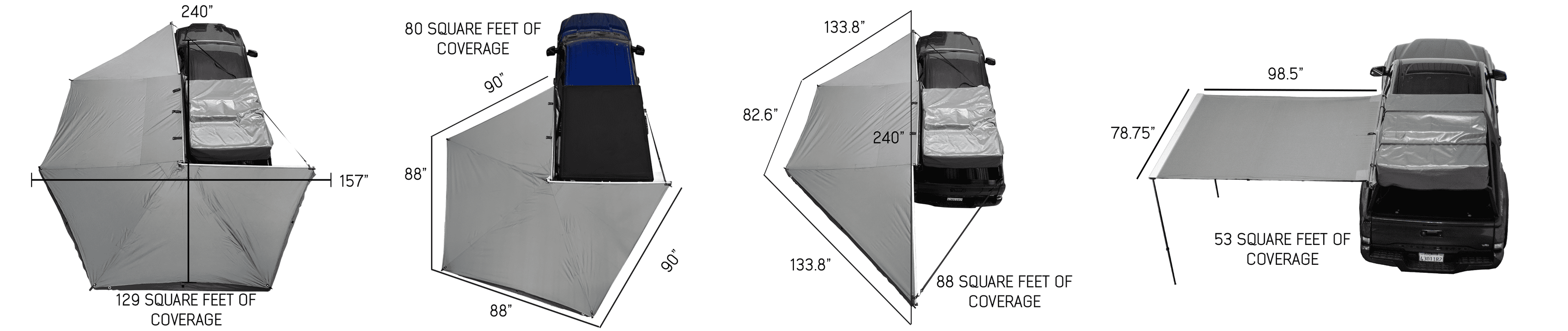 Overland Vehicle Systems Nomadic Awning 180 Side Wall Dark Gray With Storage Bag