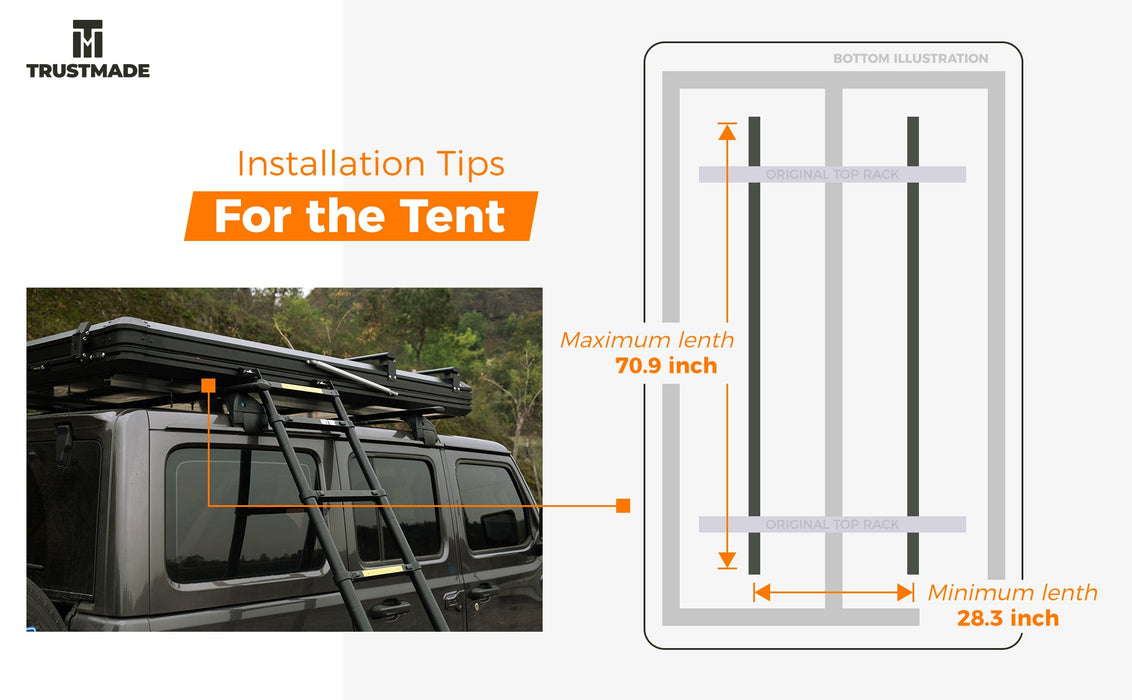 Trustmade Scout Plus Clamshell Roof Top Tent with Roof Rack
