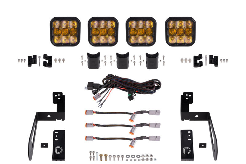 Diode Dynamics SS5 4-Pod Grille CrossLink Lightbar Kit For 2007-2018 Jeep JK Wrangler