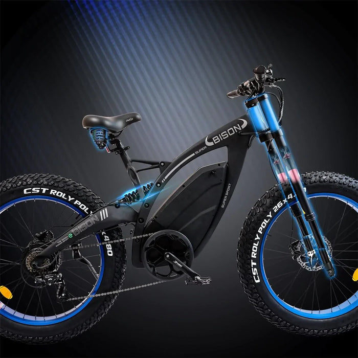 ECOTRIC BIKES 48v 17.6AH 1000W Big Fat Tire Ebike Bison-Matte Black