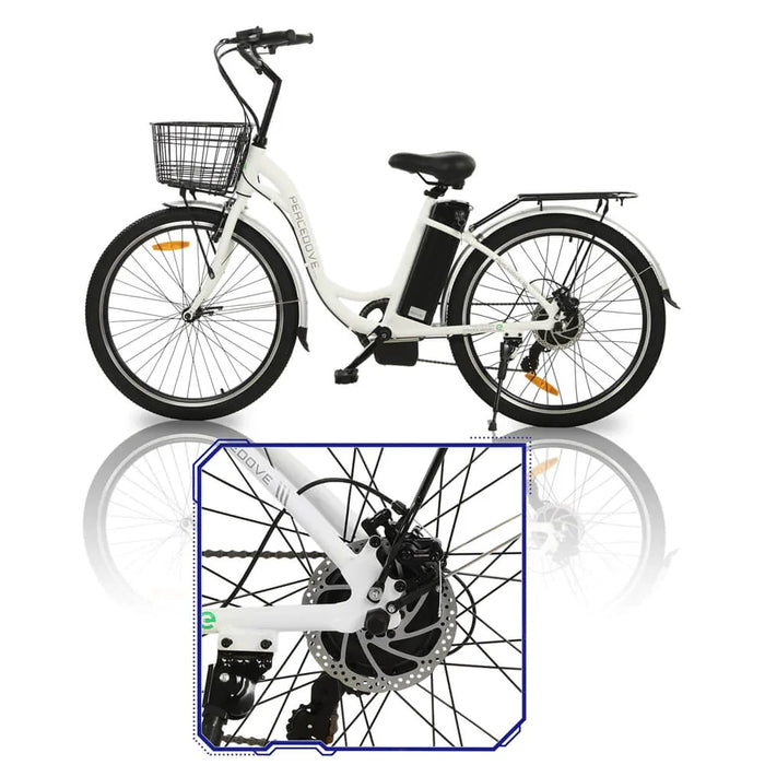 ECOTRIC BIKES 26" Peacedove Electric City Bike with Basket and Rear Rack