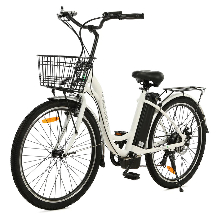 ECOTRIC BIKES 26" Peacedove Electric City Bike with Basket and Rear Rack