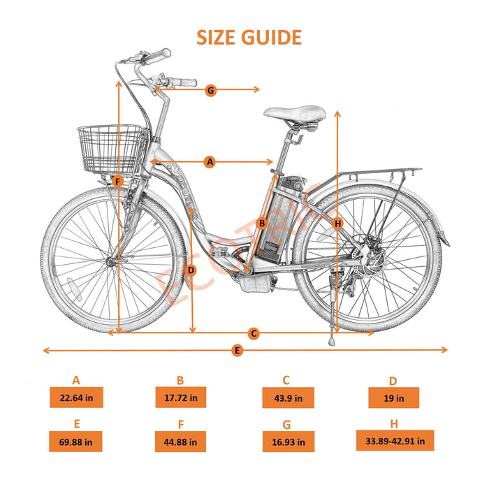 ECOTRIC BIKES 26" Peacedove Electric City Bike with Basket and Rear Rack