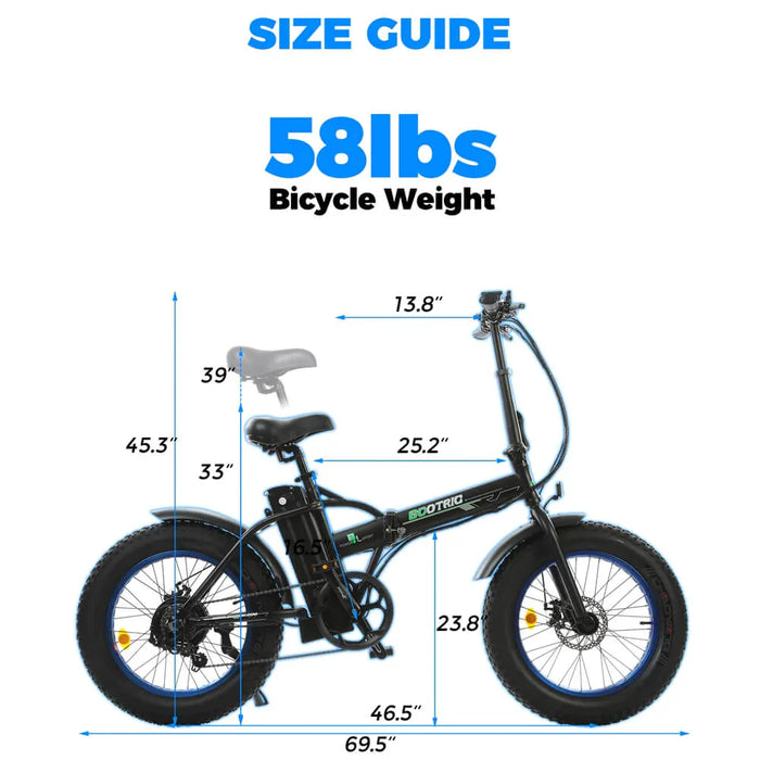 ECOTRIC BIKES 48V Fat Tire Portable and Folding Electric Bike with LCD Display