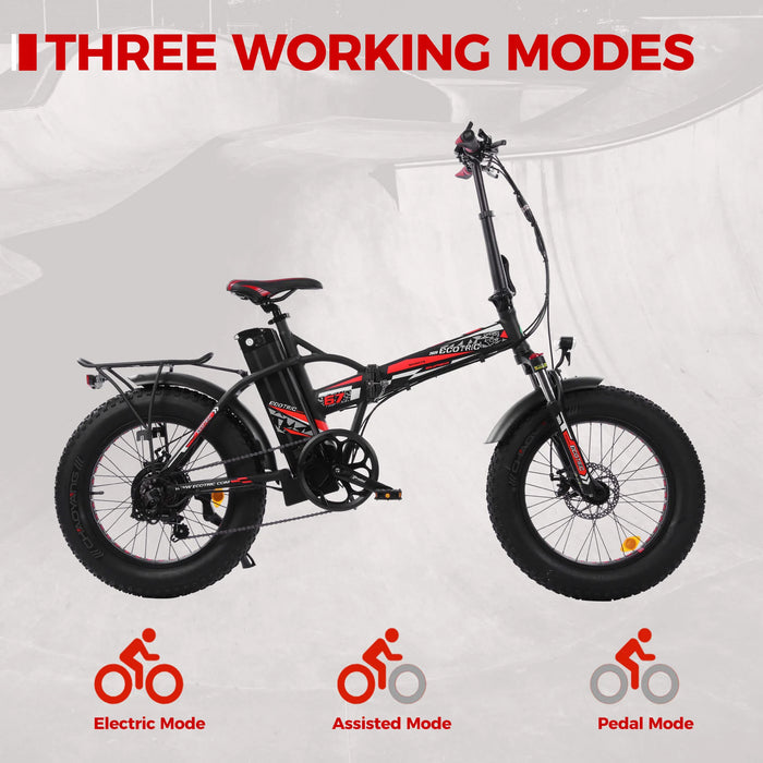 ECOTRIC BIKES 48V Fat Tire Portable and Folding Electric Bike with COLOR LCD Display